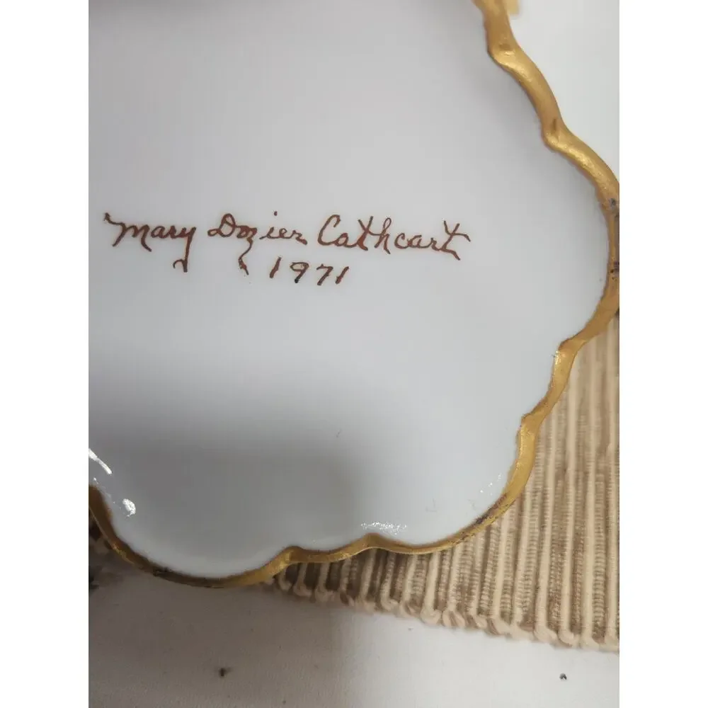 Vintage Mary Dzier Cathcart 1971 Signed Porcelain Coffee Set Tray Sugar Creamer